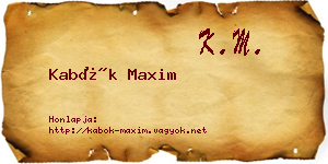 Kabók Maxim névjegykártya